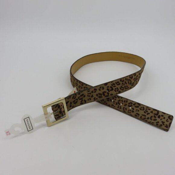 Merona Women 2XL Leopard Cheetah Animal Print Hair Leather Belt Y2K 2006 NEW - Picture 11 of 11